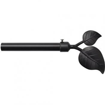 vidaXL Barra de cortina extensible terminales decorativos 2 uds negra