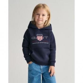Sudadera con capucha Gant unisex para niños Archive Shield, color marino, 3/4 años (98/104 cm), casual, algodón, manga larga