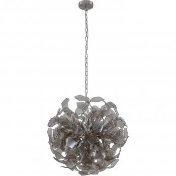 Lámpara colgante Lindby Moscalina moderna en gris humo, hecha de metal, para salón y comedor, con 6 llamas G9