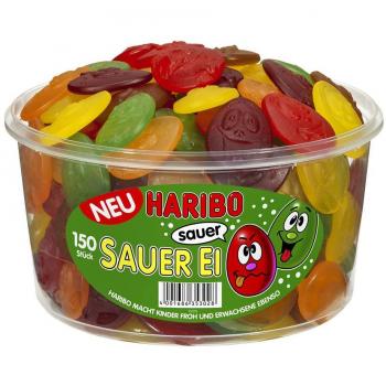 Haribo Huevo ácido, Gominolas de Fruta, pasteles, 150 Unidades, 1200 g