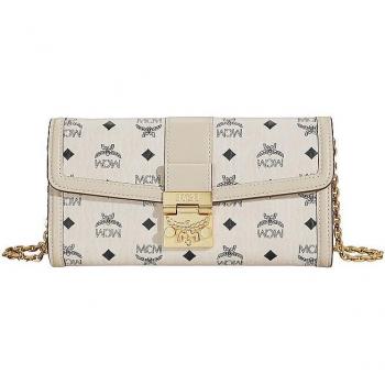 MCM Tracy Large Beige Chain Wallet