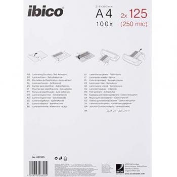 Carteras de plastificar autoadhesivas Ibico A4 250 micras