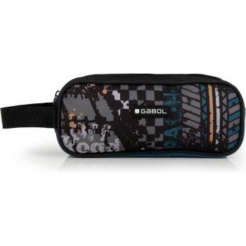 Estuche triple Gabol ROAD azul y negro resistente al agua