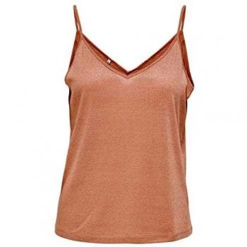 Only Onlcarol S/l V-Neck Top Jrs Camiseta sin Mangas, Terracota, M para Mujer