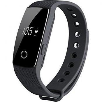yins Fitness Tracker con Heart Rate Monitor, id107 impermeable pantalla táctil de Bluetooth Smart pulsera deportiva de pulseras Actividad con monitor de calorías podómetro y sueño para Android & ios, color negro