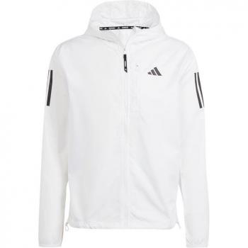 Cortavientos Hombre adidas Own The Run Blanco - Chaqueta de running ligera, diseño transpirable, tecnología ClimaLite para mayor frescura, ajuste regular, cierre frontal completo, bolsillos laterales con cremallera, reflectante para vis