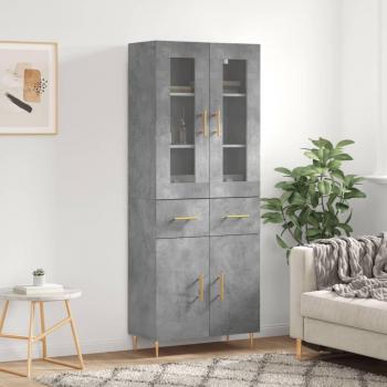 Aparador alto de madera contrachapada gris hormigón 69,5x34x180 cm