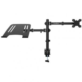 Soporte Monitor y Portátil Coolbox MP01 - Hasta 32 y 17, Articulado, VESA 75x75/100x100, Ajustable en Altura, Inclinación y Giro