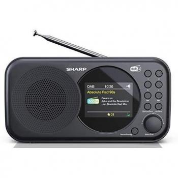 Sharp DR-P320(BK) Radio Despertador Digital Portátil con Sintonizador DAB/DAB+ y FM, Pantalla a Color, Función de Repetición de Alarma, Negro