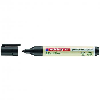 Edding 21 EcoLine Marcador Permanente Negro, Punta Redonda, 90% Reciclado