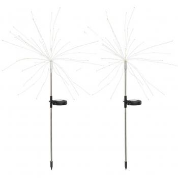 Juego de 2 balizas solares decorativas para plantar Fireworks Spike - H97cm - LED