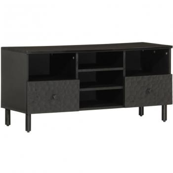 Mueble para TV de madera maciza de mango negro 100x33x46 cm