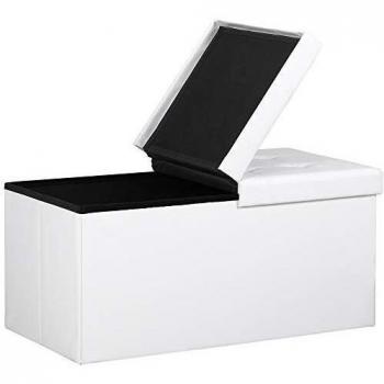Banco de Almacenaje Plegable Blanco 80x40x40cm con Asiento Acolchado y Capacidad de 100 Litros