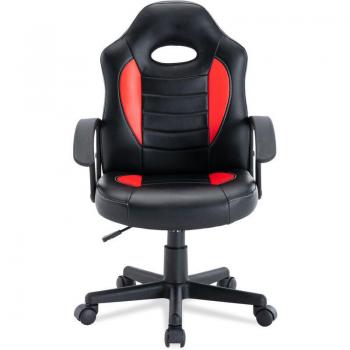 Silla Gaming Juvenil FS805NGRJ Zoe - Imitación Piel y Textil, Color Negro/Rojo, Base de Nylon