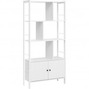 Estantería industrial de 4 niveles con estructura de acero estable, para salón, estudio, oficina y cocina, en marrón rústico y marrón roble