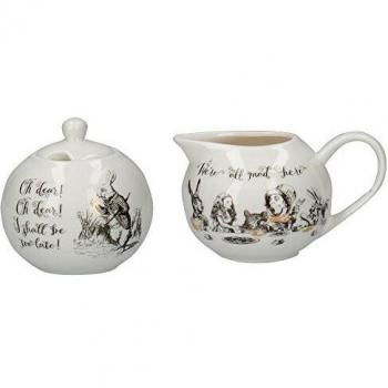 Set de Jarra de Leche y Azucarero Creative Tops Alice in Wonderland, Porcelana, Blanco