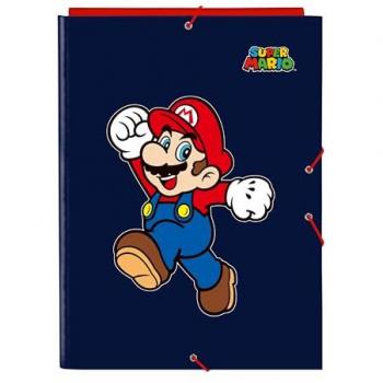 Carpeta Folio 3 Solapas Super Mario Mundo - Carpeta Anillas Licencia Oficial - Diseño Exclusivo y Duradero - Ideal para Uso Diario - Compatible con Hojas A4, 26x33,5x