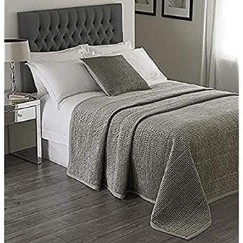 Riva Home Riva Paoletti Brooklands King Size Lujo Colcha-Gris Plata-Velvet Feel Diseño del Edredón-Ropa De La Frontera-100% Poliéster Relleno-240 X 250 Cm