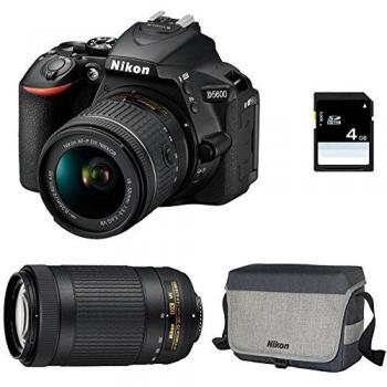Pack Nikon D5600 con Lentes AF-P DX 18-55 mm VR y 70-300 mm VR, Bolsa y Tarjeta SD de 4GB