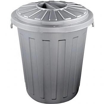 Cubo de basura polivalente con tapa cerrable, grande, plástico resistente (PP), 23 l, plateado KEEEPER