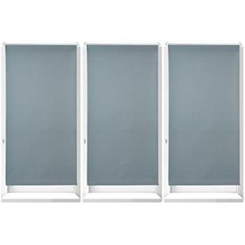 Set de 3 Estores Opacos Térmicos Enrollables Sin Taladrar con Cadena, 70 x 210 cm, Gris