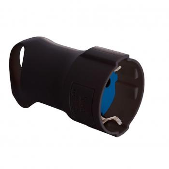 Base schuko 4,8mm 16A 250V T/TL negra con anilla para fácil extracción - Solera 5019AN