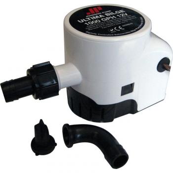 Johnson Pump Ultima Bilge 1000 GPH Automatic Submersible Bilge Pump, 12V, with Switch, 3/4 Inch Hose Dura Port, Model 32-47260-003
