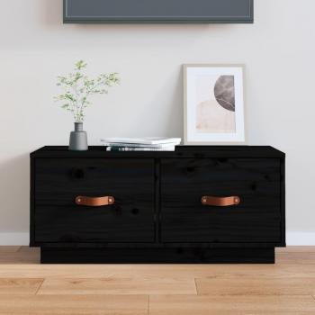Soporte para TV de madera maciza de pino negro 80x34x35 cm