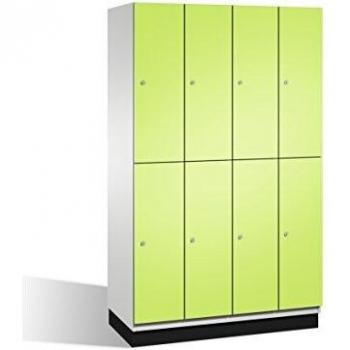 Armario Doble Cambio C+P con 8 Compartimentos, Dimensiones H1950xB1200xT525mm, Frontal Verde Viridian y Cuerpo Gris Claro