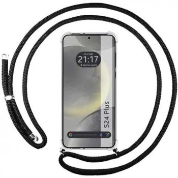 Funda Colgante Transparente Compatible para Samsung Galaxy S24+ Plus 5G con Cordón Negro