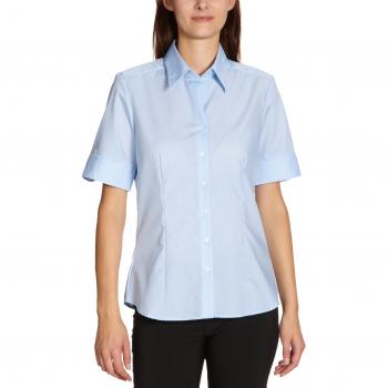 Blusa Hemdbluse SEIDENSTICKER Rosa Negra para Dama, Talla 3XL (46), Color Azul Claro, 100% Algodón, Corte Regular, Sin Escote, Manga Corta