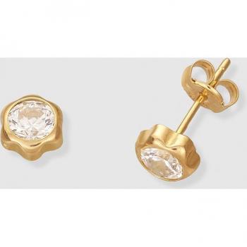 Pendientes de oro con circonitas incrustadas, elegantes y brillantes