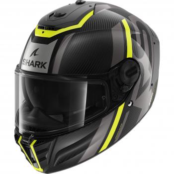 Casco Integral Shark Spartan RS Carbono Amarillo-Antracita con diseño aerodinámico, construcción en fibra de carbono, sistema de ventilación avanzado, visor anti-rayaduras y cierre de doble anilla