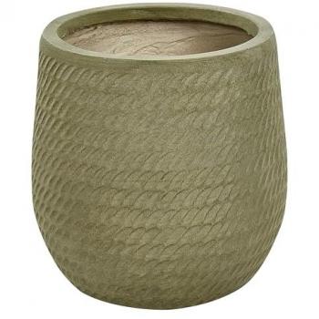 Maceta Redonda de Fibra de Arcilla Verde con Estampado ⌀ 27 cm para Exterior Livadia
