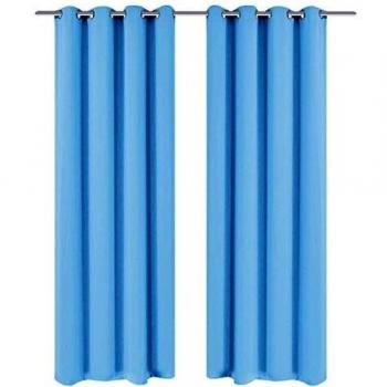 vidaXL Cortinas Opacas 2 Piezas con Ojales Metal 135x175cm Turquesa Decoración