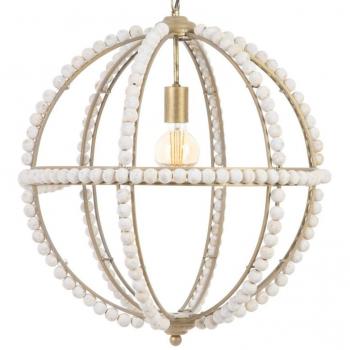Lámpara de Techo 54 x 54 x 54 cm Metal Madera Blanco