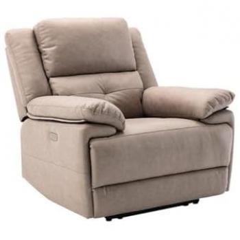 Sillón Relax Eléctrico de Tela Gris Arenoso DOLENE - Estilo Clásico Intemporal