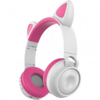 Auriculares Inalámbricos Oreja de Gato Bluetooth 5.0 con Cancelación de Ruido LED para Niñas y Niños, Soporte para Tarjeta TF y Micrófono 3.5mm