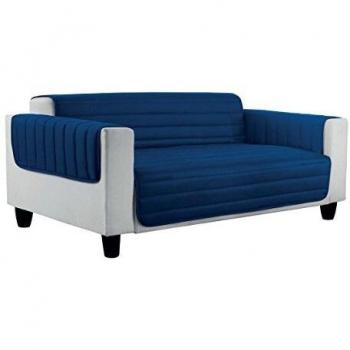 Italian Bed Linen Elegant Funda Protectora para Sofá, Microfibra, Azul Oscuro/Gris Claro, Sencillo, 1 Plaza