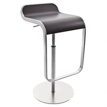 Lem 55-67 - Taburete de bar armazón de cromo mate negro/madera/asiento lacado