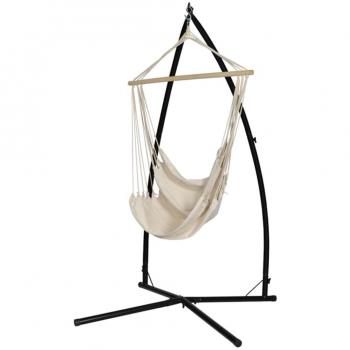 vidaXL Hamaca Colgante de Jardín con Soporte Tela Color Crema Tumbona Columpio
