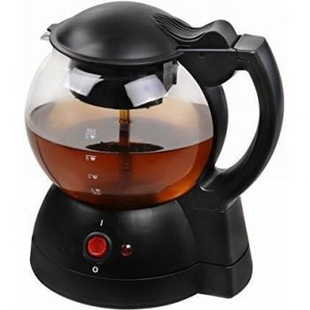 Team Kalorik Tetera y cafetera sin cables con capacidad de 1 L, Jarra de vidrio de forma redonda, 600 W, Negro, TKG TKB 1023 N