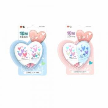 Cinta Correctora M&G Heart-Shaped 5mm x 10m Dual Pack