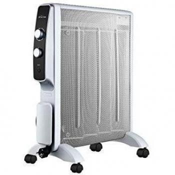 Calefactor Radiador Eléctrico Bajo Consumo con Panel de Mica hasta 2000 W Color Blanco con Ruedas y Termostato