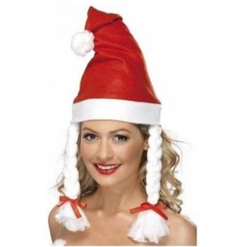 Gorro de Navidad con trenzas de 28x38cm.