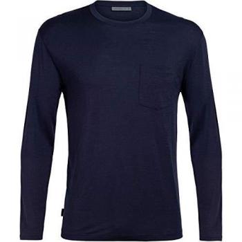 Icebreaker Ravyn Pocket - Camiseta de manga larga para hombre, color azul marino, tamaño large