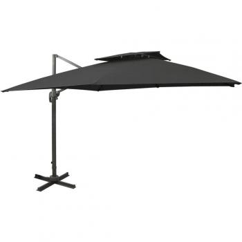Sombrilla voladiza con cubierta doble negro 300x300 cm