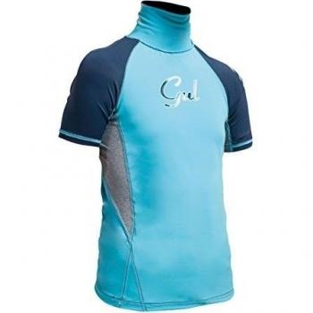 Gul Junior Flatlock Short Sleeve Rashguard 2017 - Turquoise/Navy JXL