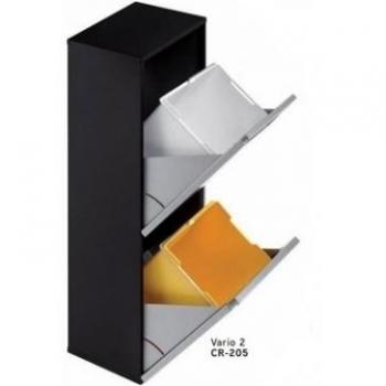 Arregui Vario CR205 Cubo de Basura y Reciclaje de Acero Inoxidable de 2 Cubos, Gris Oscuro, 89.5 x 31.6 x 25 cm