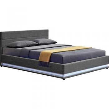 habitatetjardin Cama con LED Anastasia - 180 x 200 Gris Oscuro